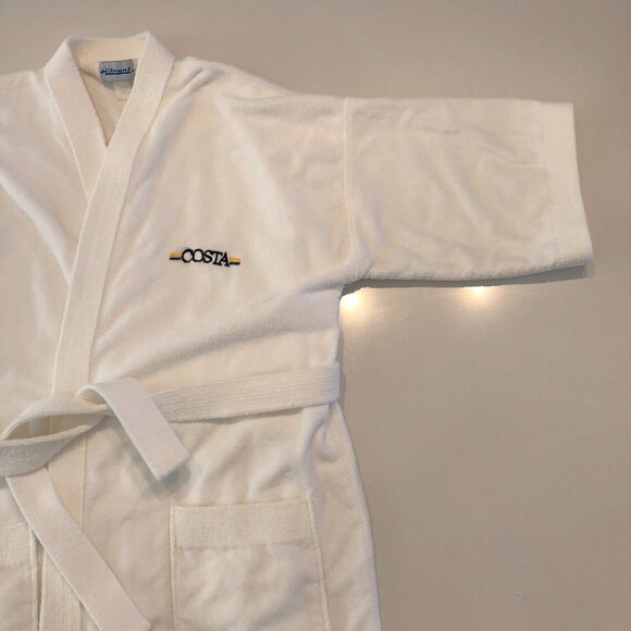 Hilasal Athleisure Open Front Heavy Terry Unisex Belted Bathrobe in White Sz OS - Picture 5 of 9
